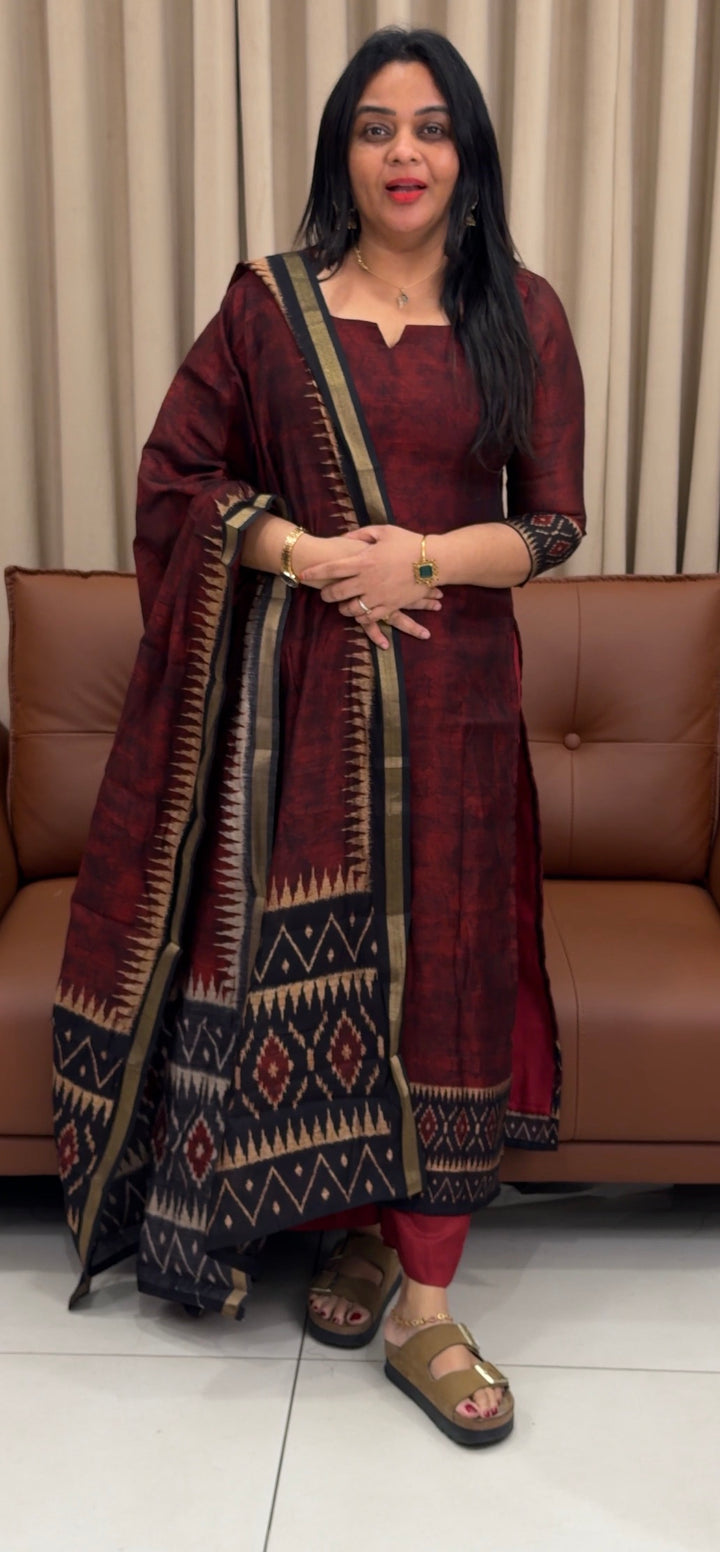 FORWARD IKATH SILK TOP,BOTTOM AND DUPATTA  - NUWA-1457