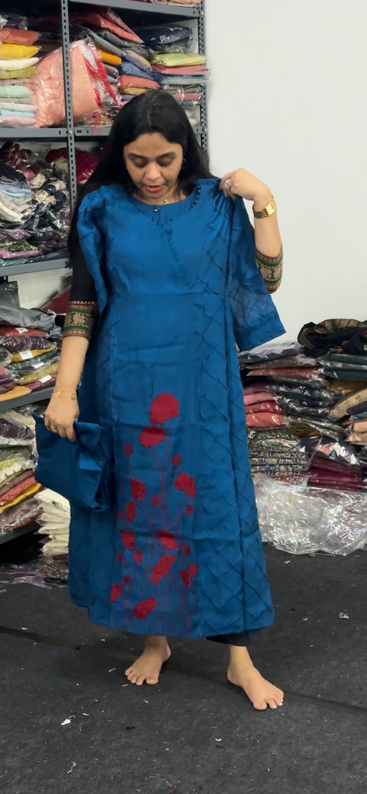 MUL CHANDERI ALINE TOP , BOTTOM AND DUPATTA - NUWA - 2361