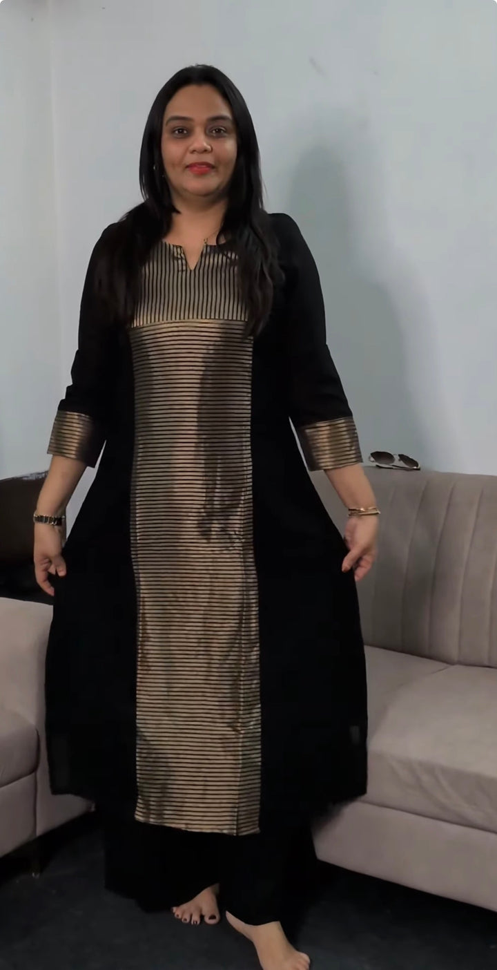 SEMI RAW  SILK LONG SLITTTED TOPS -NUWA-1133