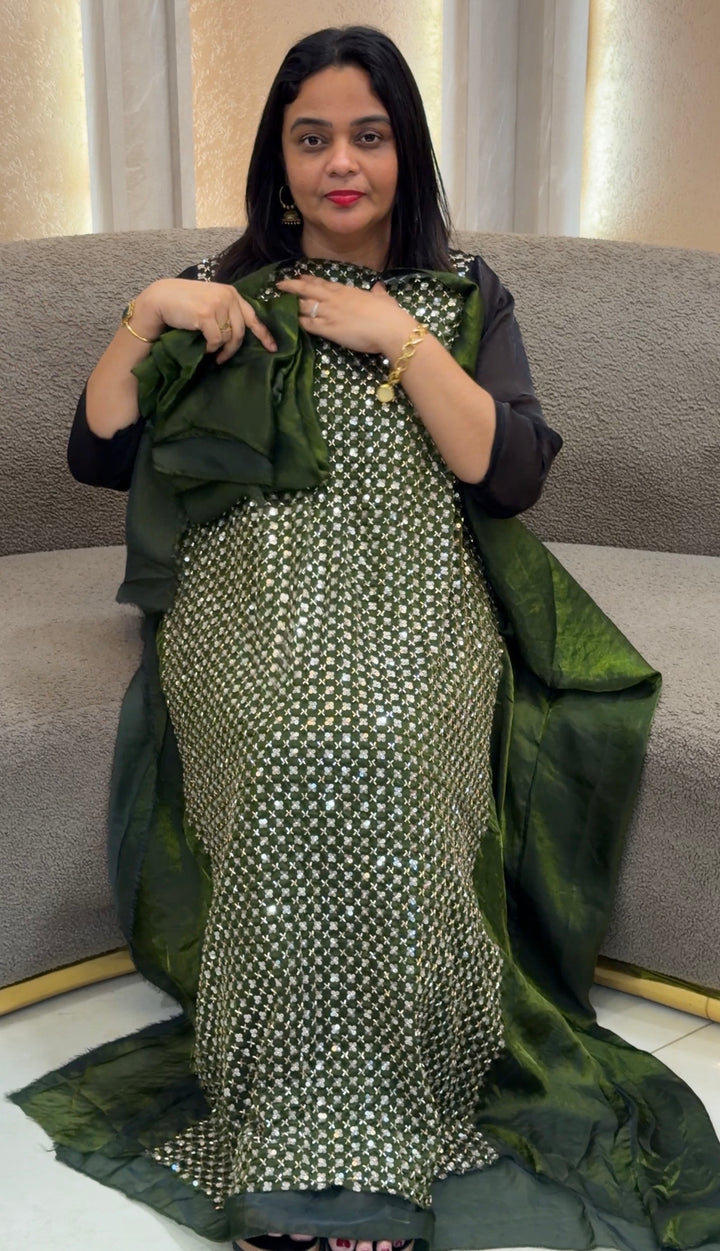 VELVET ORGANZA UNSTITCHED SALWAR SUITS - NUWA-1643