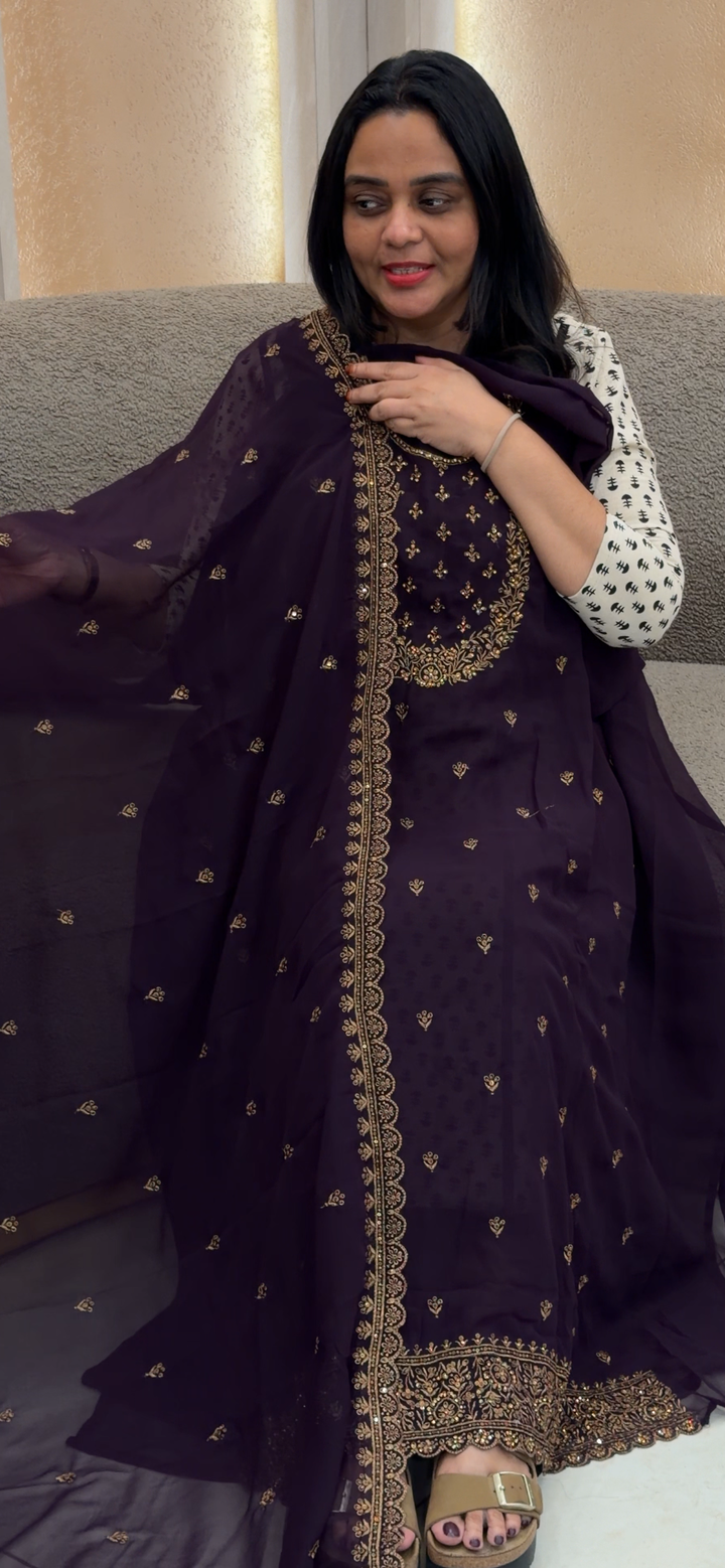 FAUX GEORGETTE UNETITCHED SALWAR SUITS - NUWA - 1057