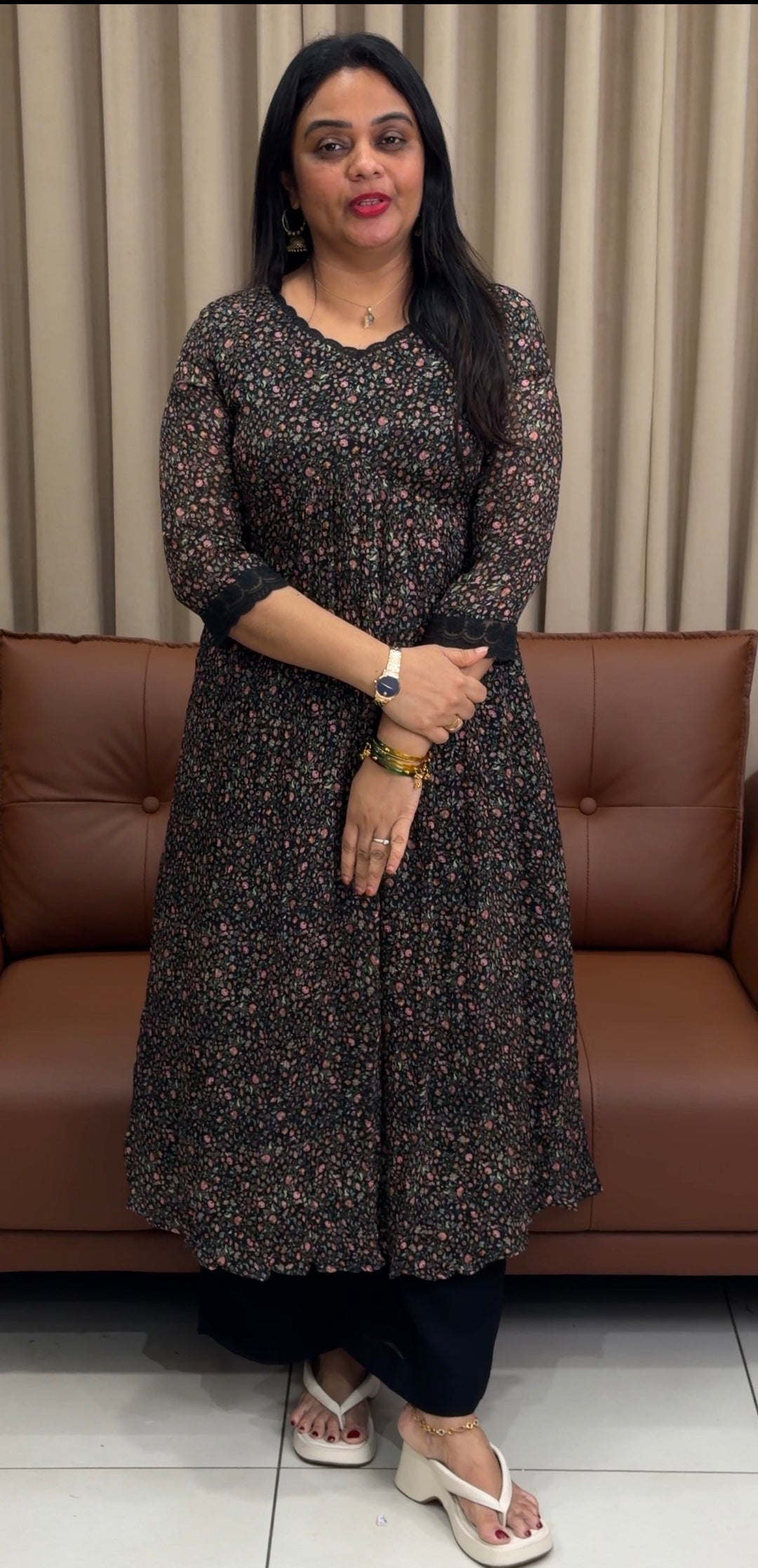 PRINTED CHIFFON ALINE TOPS - NUWA-1549