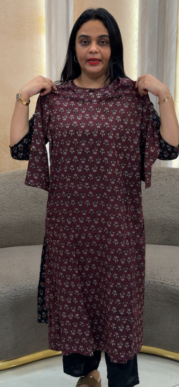 PRINTED COTTON LONG ALINE TOPS - NUWA - 1294