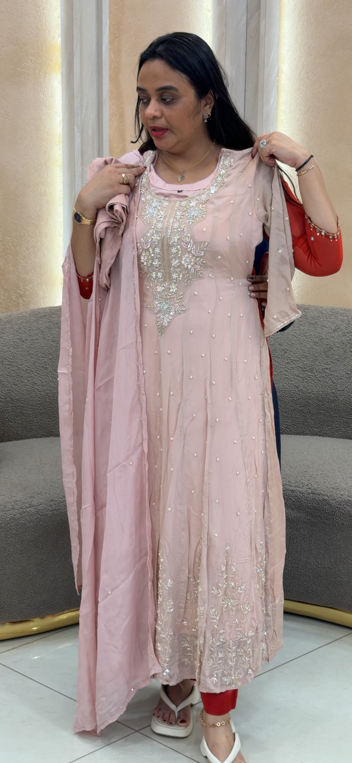 HAND WORKED ANARKALI TOP, BOTTOM AND DUPATTA - NUWA - 872