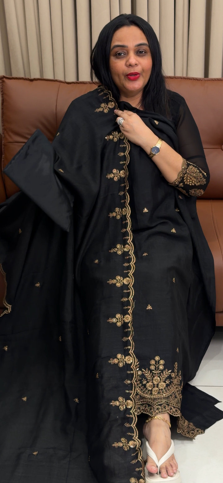 SEMI RAW SILK UNSTITCHED SALWAR SUITS - NUWA - 1915