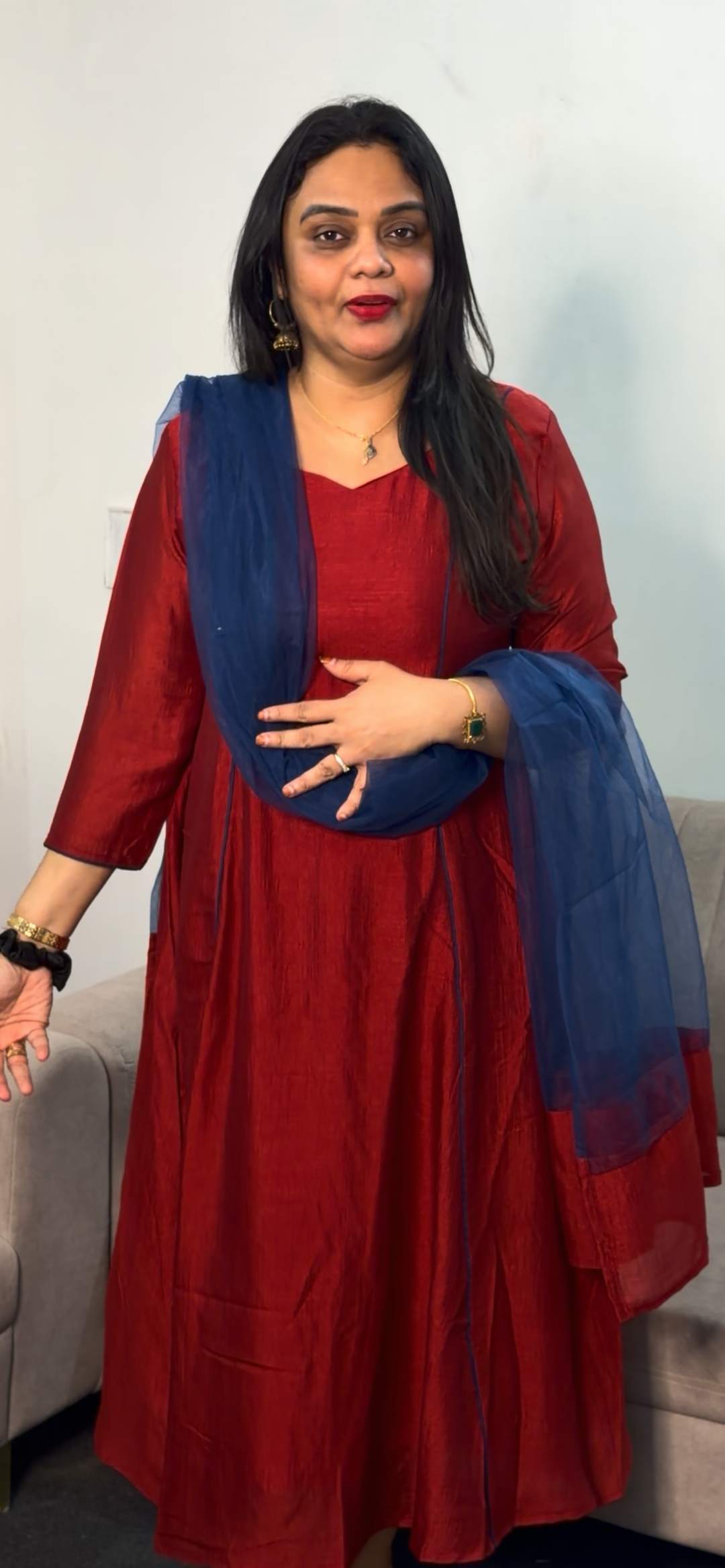 IN-HOUSE SEMI RAW SILK ALINE TOP AND DUPATTA - NUWA - 1470