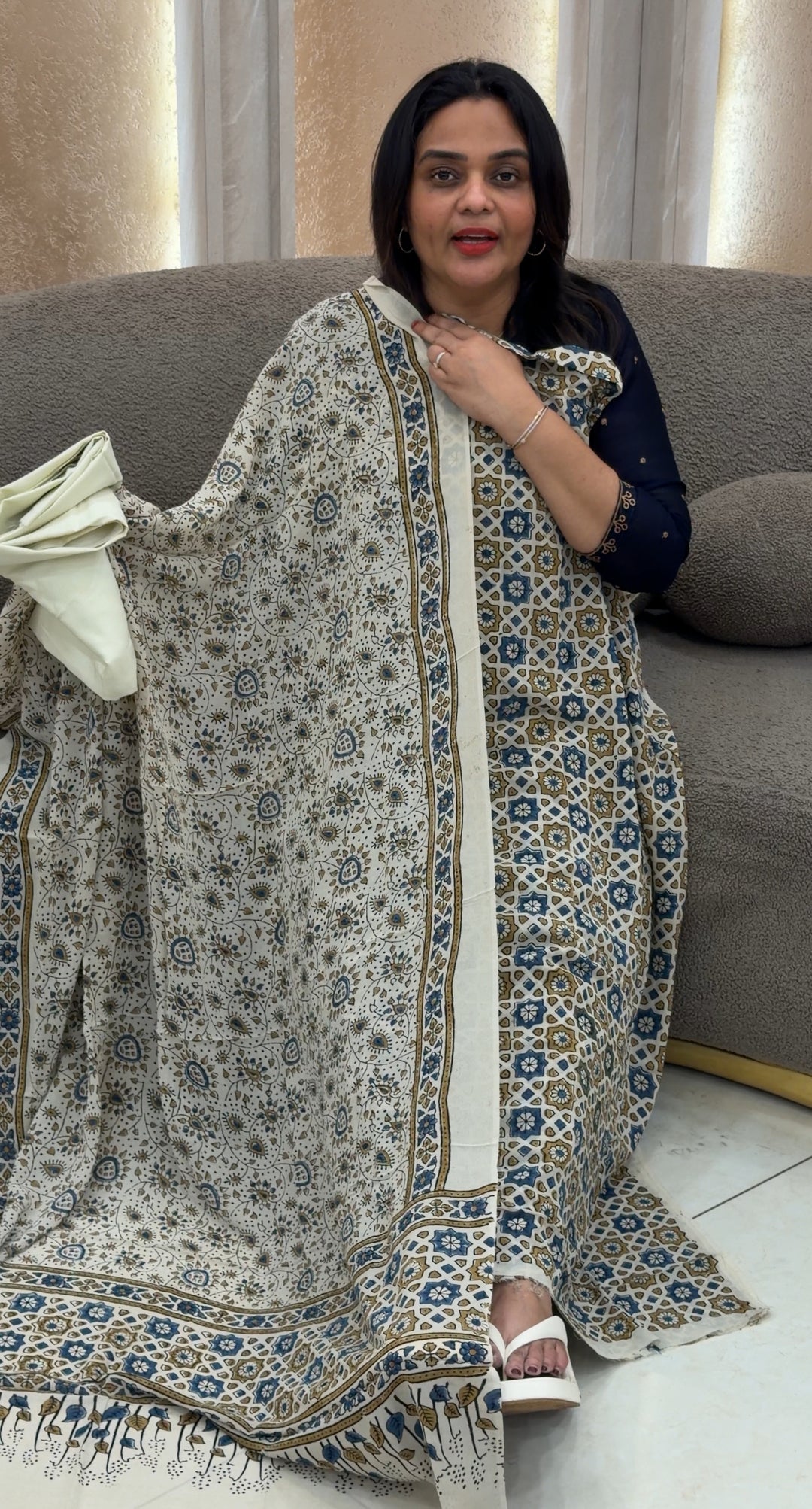 AJRAKH PRINTRED UNSTITCHED SALWAR SUITS - NUWA-653