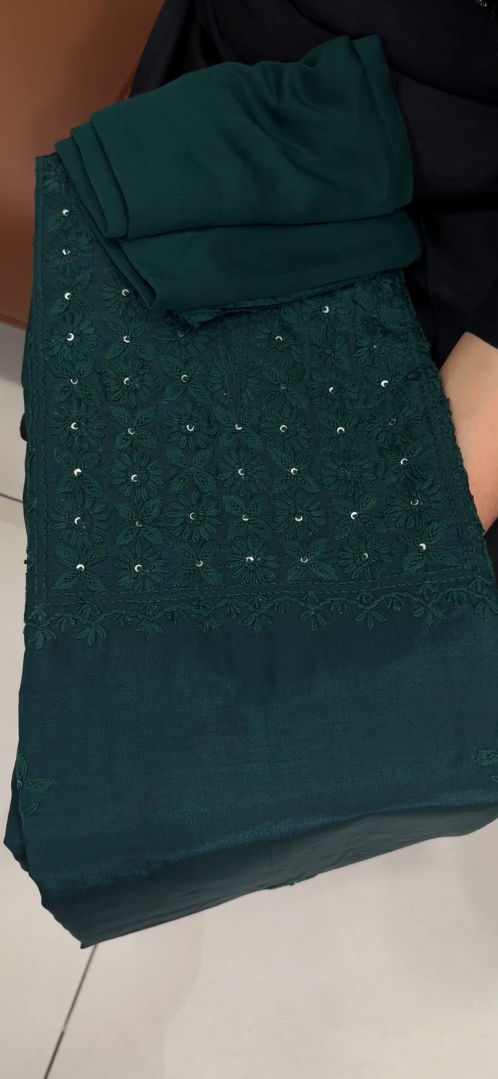 LUCKNOWI CHIKANKARI UNSTITCHED SALWAR SUITS - NUWA - 1393