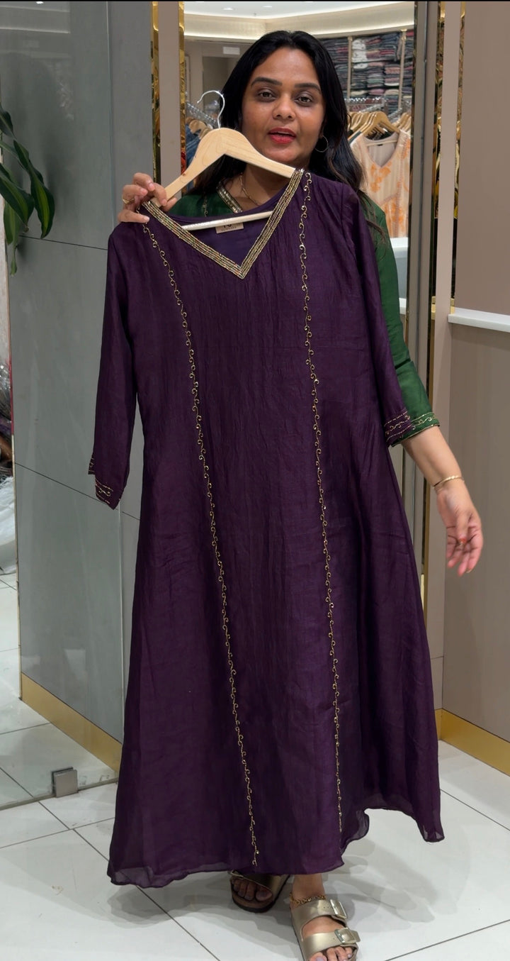 SEMI RAW SILK ALINE TOPS - NUWA-537