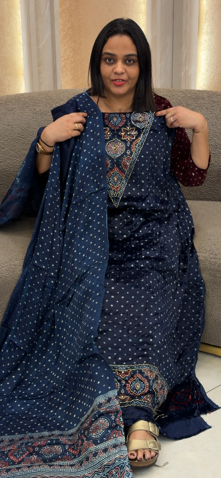 VISCOSE VELVET UNSTITCHED SALWAR SUITS - NUWA - 964