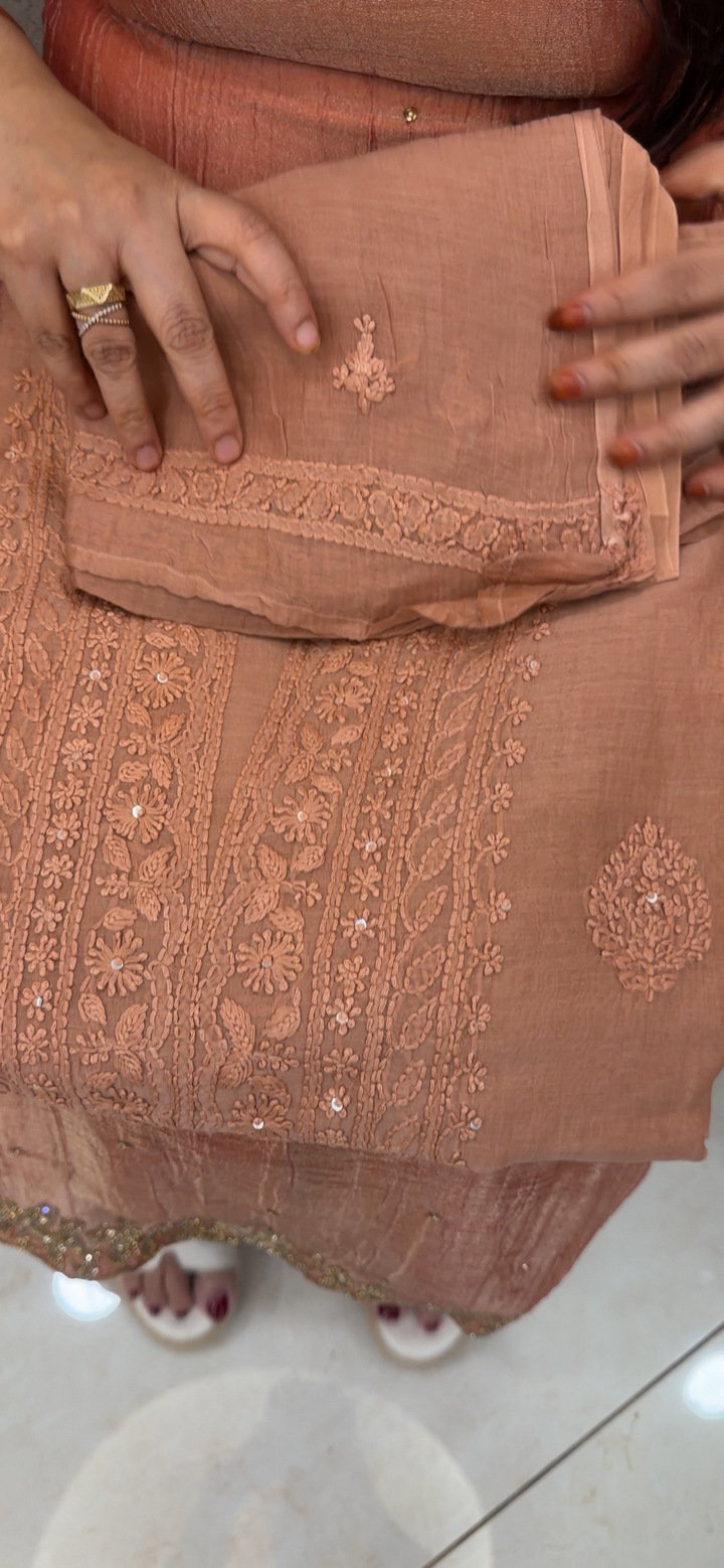 CHIKANKARI UNSTITCHED SALWAR SUITS - NUWA - 1305