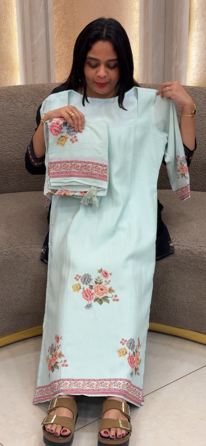 MALAI CHANDERI TOP, BOTTOM AND DUPATTA - NUWA - 1460