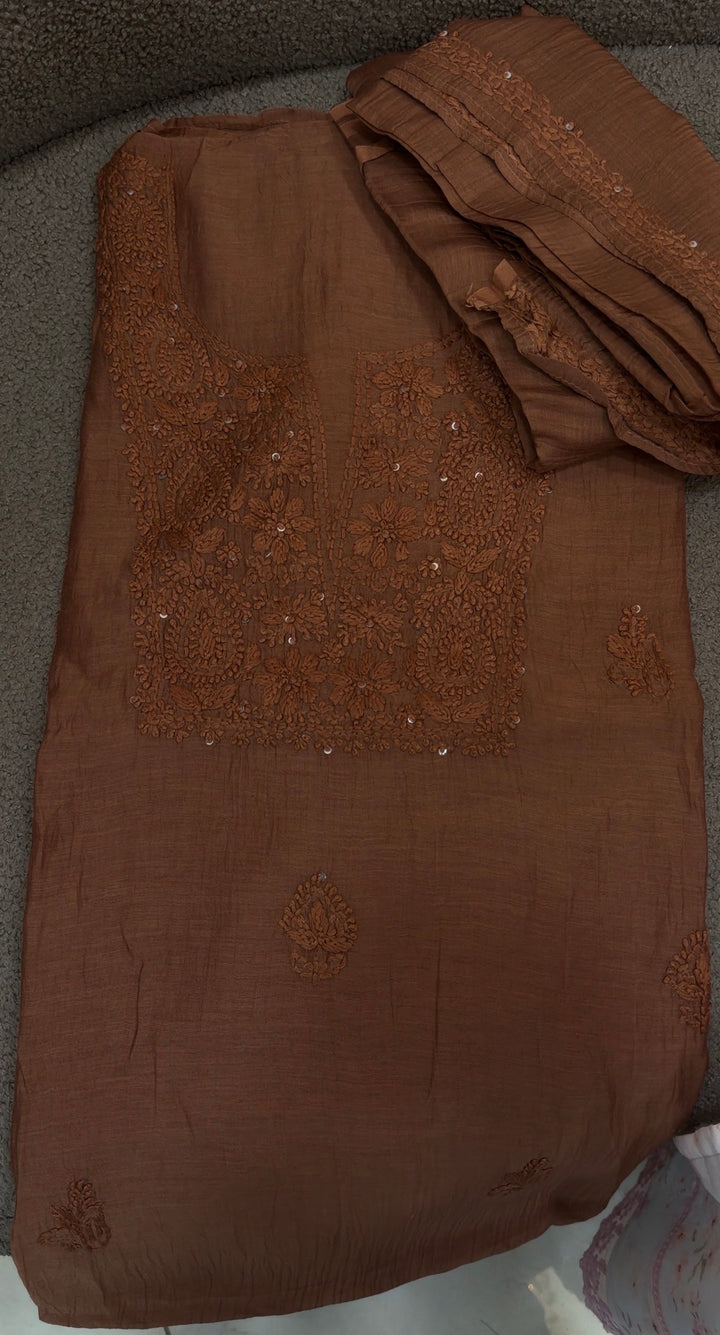 LUCKNOWI CHIKANKARI UNSTITCHED SALWAR SUITS - NUWA-1282