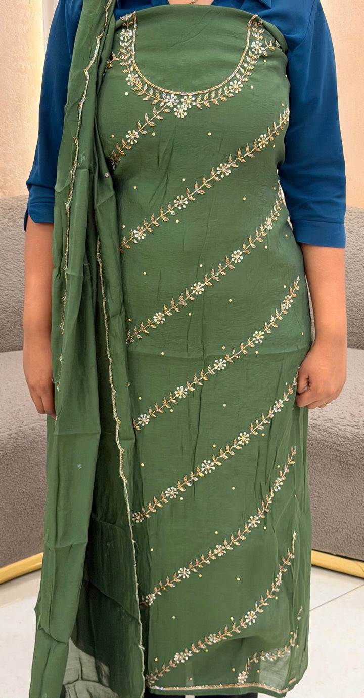 MUL CHANDERI UNSTITCHED SALWAR SUITS - NUWA-2405