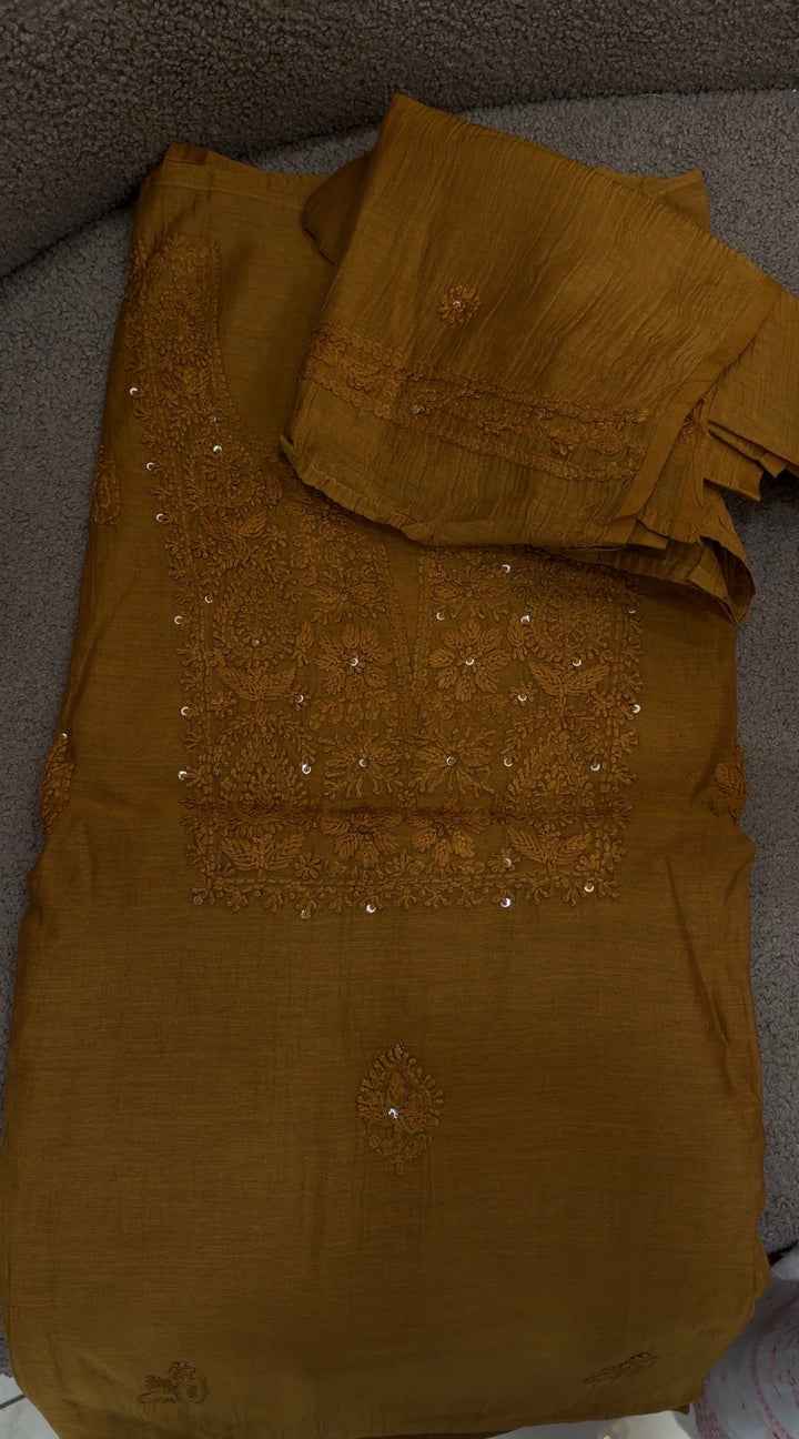 LUCKNOWI CHIKANKARI UNSTITCHED SALWAR SUITS - NUWA-1282