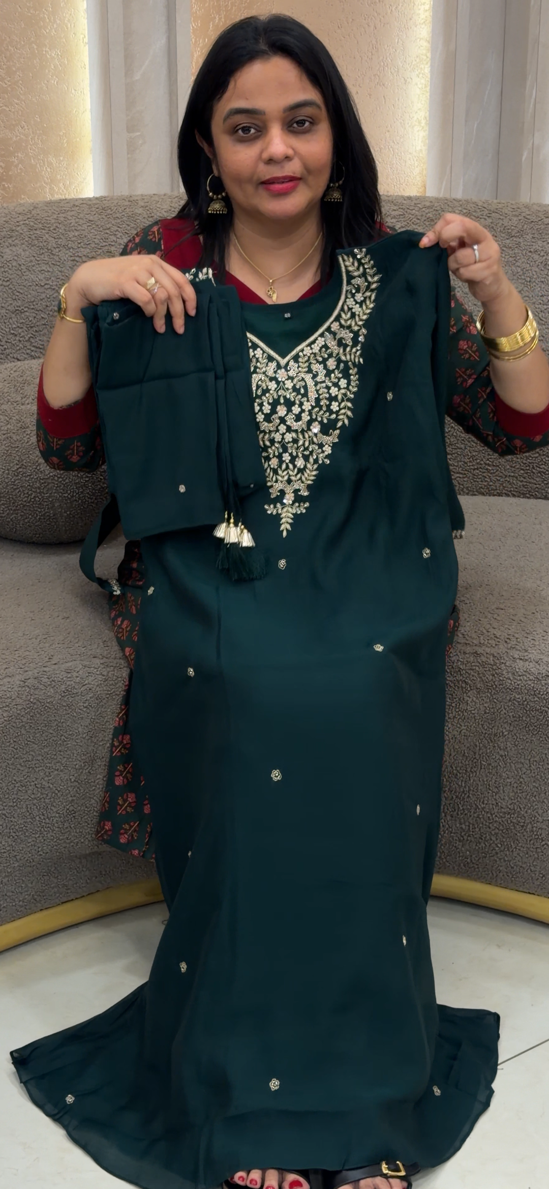 MALAI CHANDERI TOP, BOTTOM AND DUPATTA - NUWA - 1661
