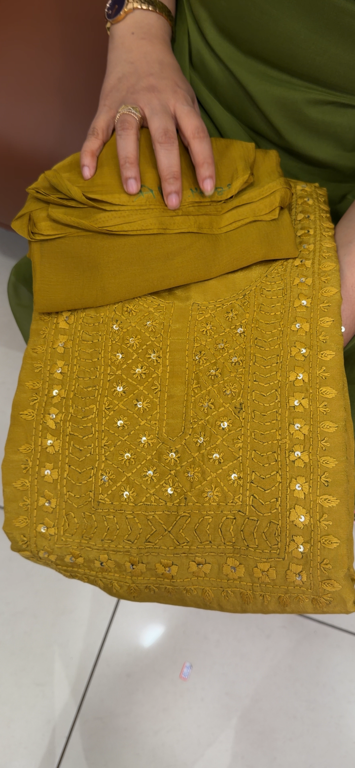 CHIKANKARI UNSTITCHED SALWAR SUITS - NUWA - 1532