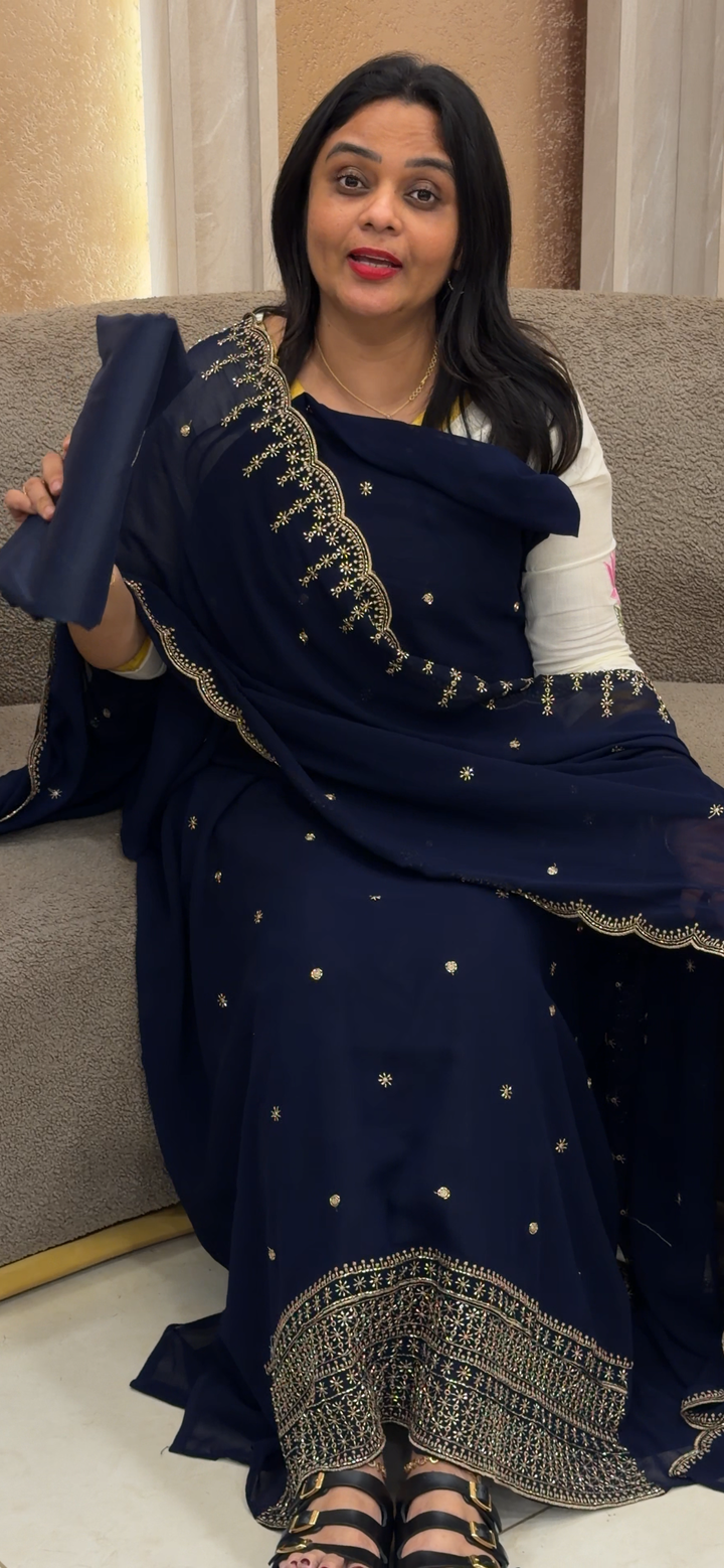 FAUX GEORGETTE UNSTITCHED SALWAR SUITS - NUWA - 1625