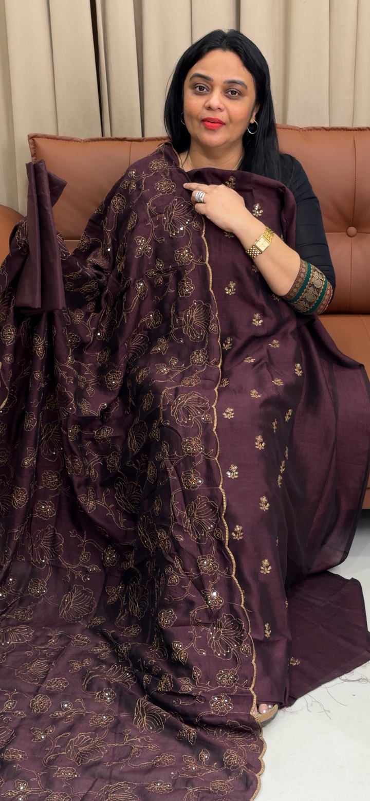 SEMI RAW SILK UNSTITCEHD SALWAR SUITS - NUWA - 2362