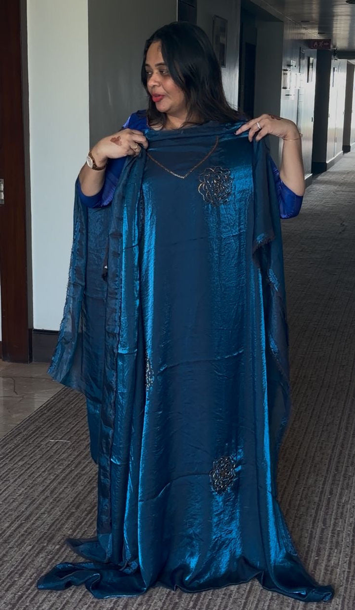 VELVET ORGANZA UNSTITCHED SALWAR SUITS - NUWA - 290