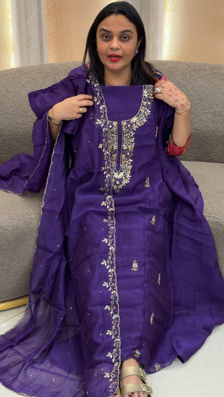 HAND WORKED UNSTITCHED SALWAR SUITS - NUWA-1678