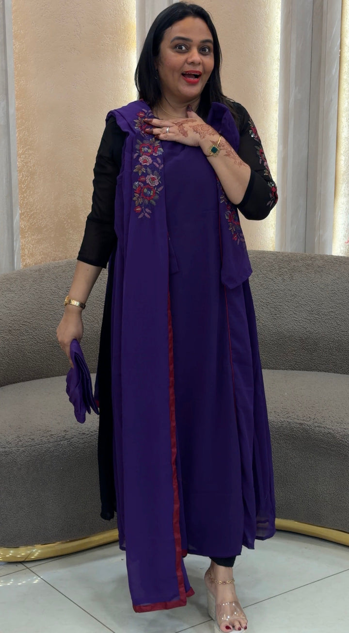 FAUX GEORGETTE TOP,BOTTOM AND DUPATTA - NUWA-1224