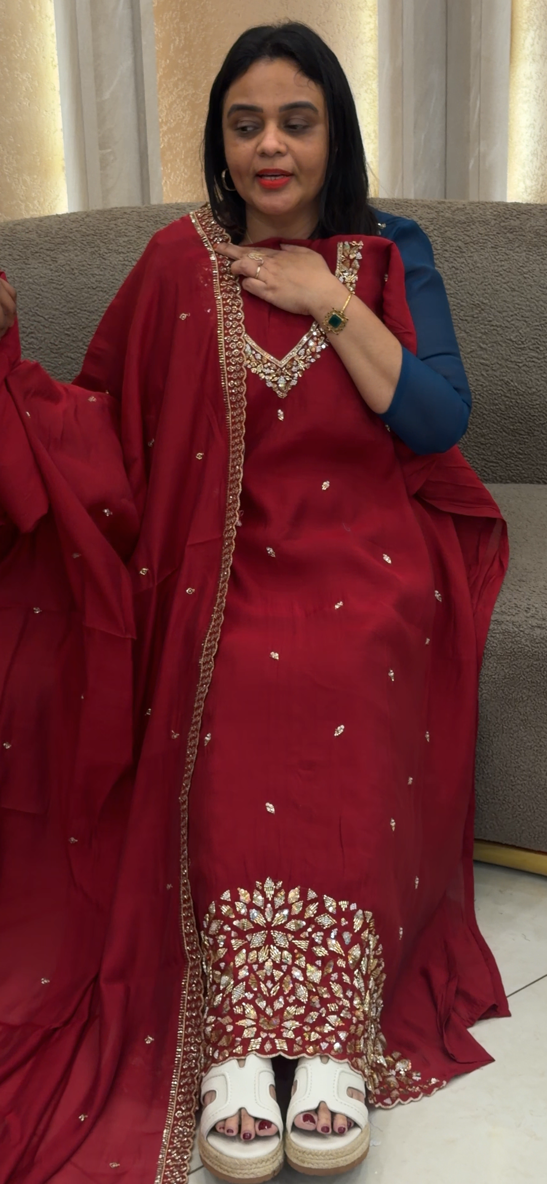 HAND WORKED UNSTITCHED SALWAR SUITS  - NUWA - 1380