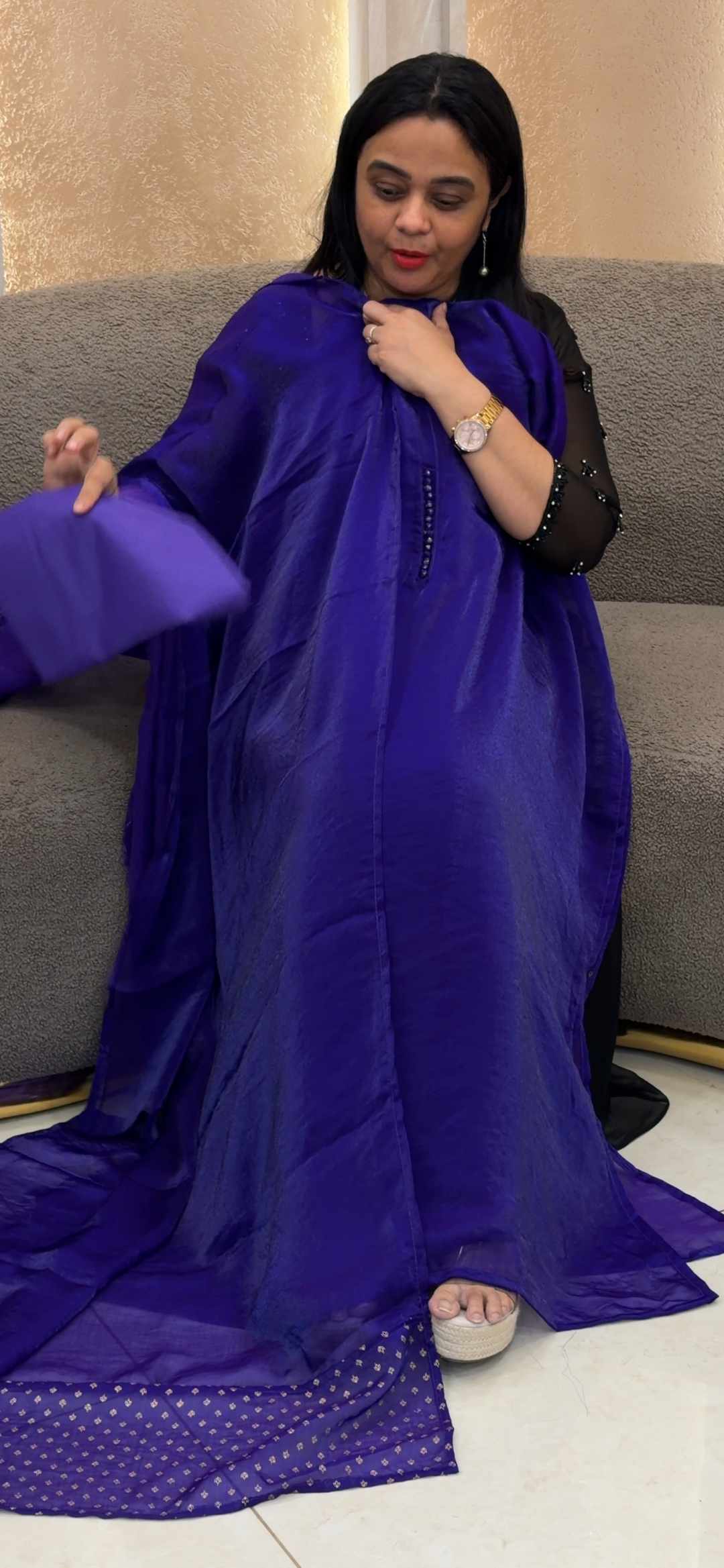 VELVET ORGANZA UNSTITCHED SALWAR SUITS - NUWA - 2282