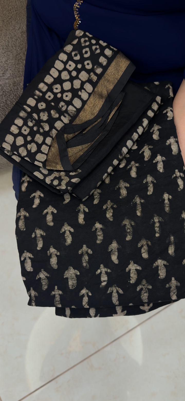 PRINTED CHANDERI UNSTITCHED SALWAR SUITS - NUWA - 1362