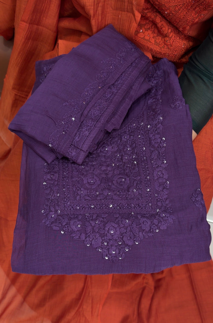 LUCKNOWI CHIKANKARI UNSTITCHED SALWAR SUITS - NUWA-1587