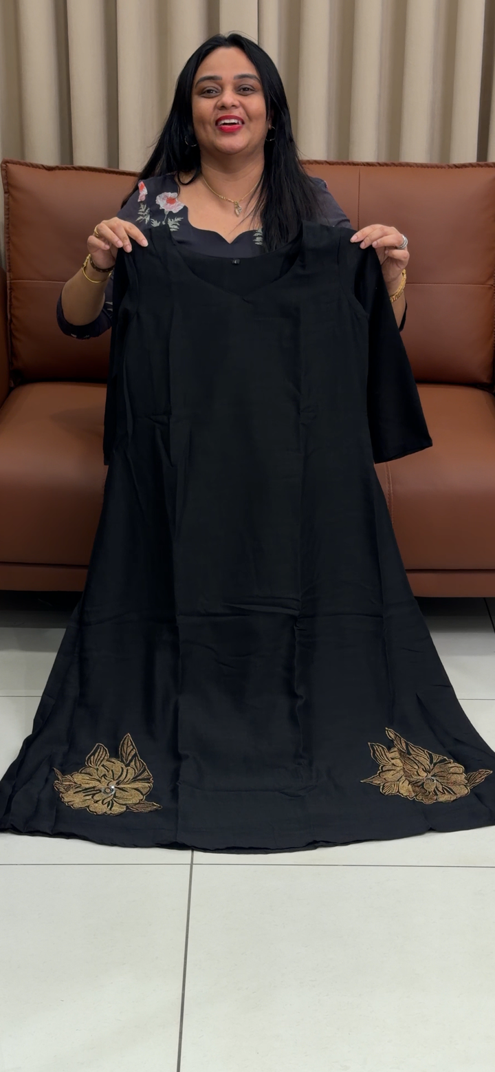 SEMI RAW SILK LONG ALINE TOPS - NUWA - 2153