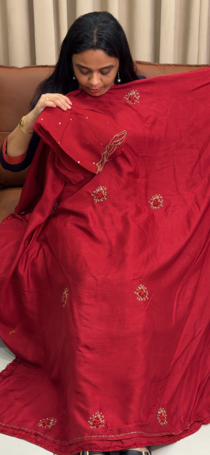 VISCOSE ORGANZA UNSTITCHED SALWAR SUIT - NUWA - 2215