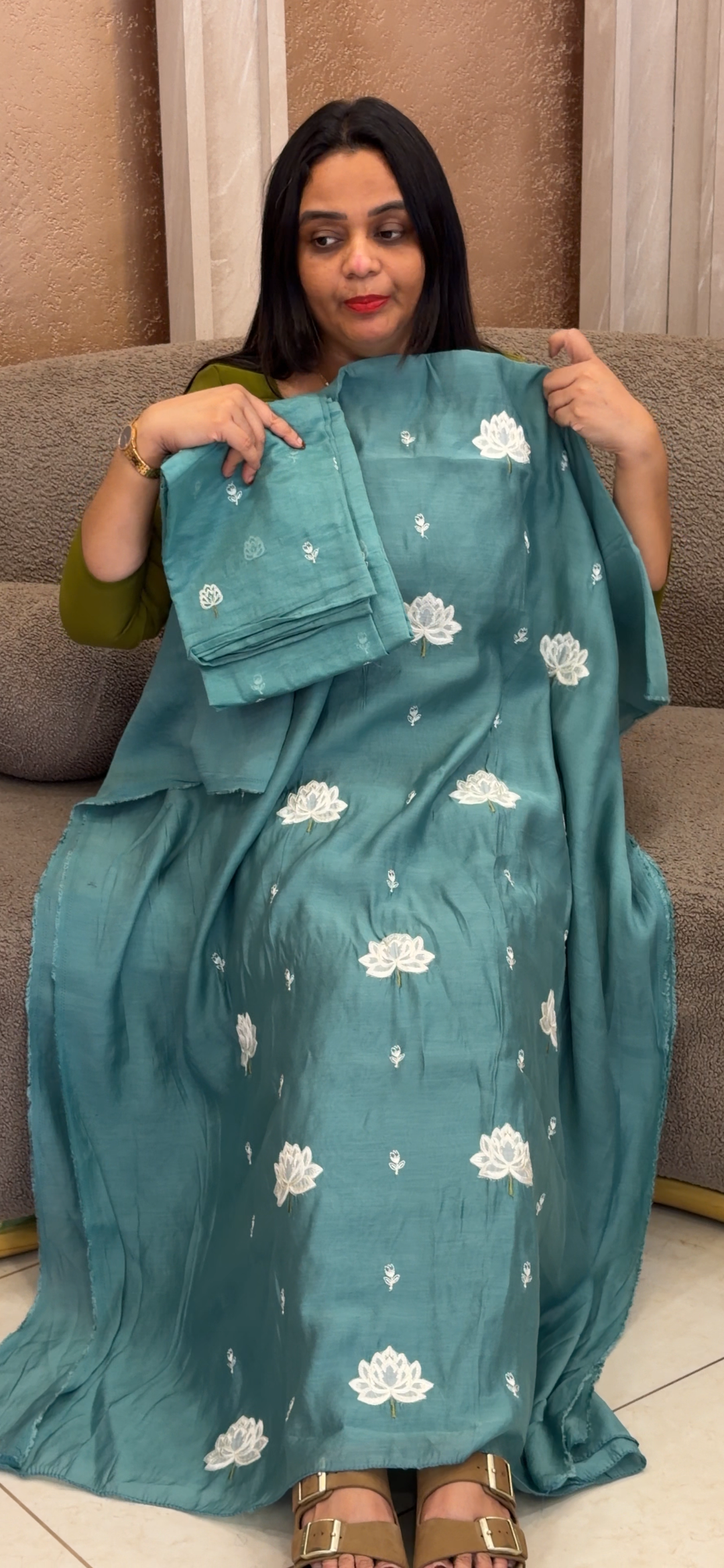 MUL CHANDERI UNSTITCHED SALWAR SUITS - NUWA - 1043