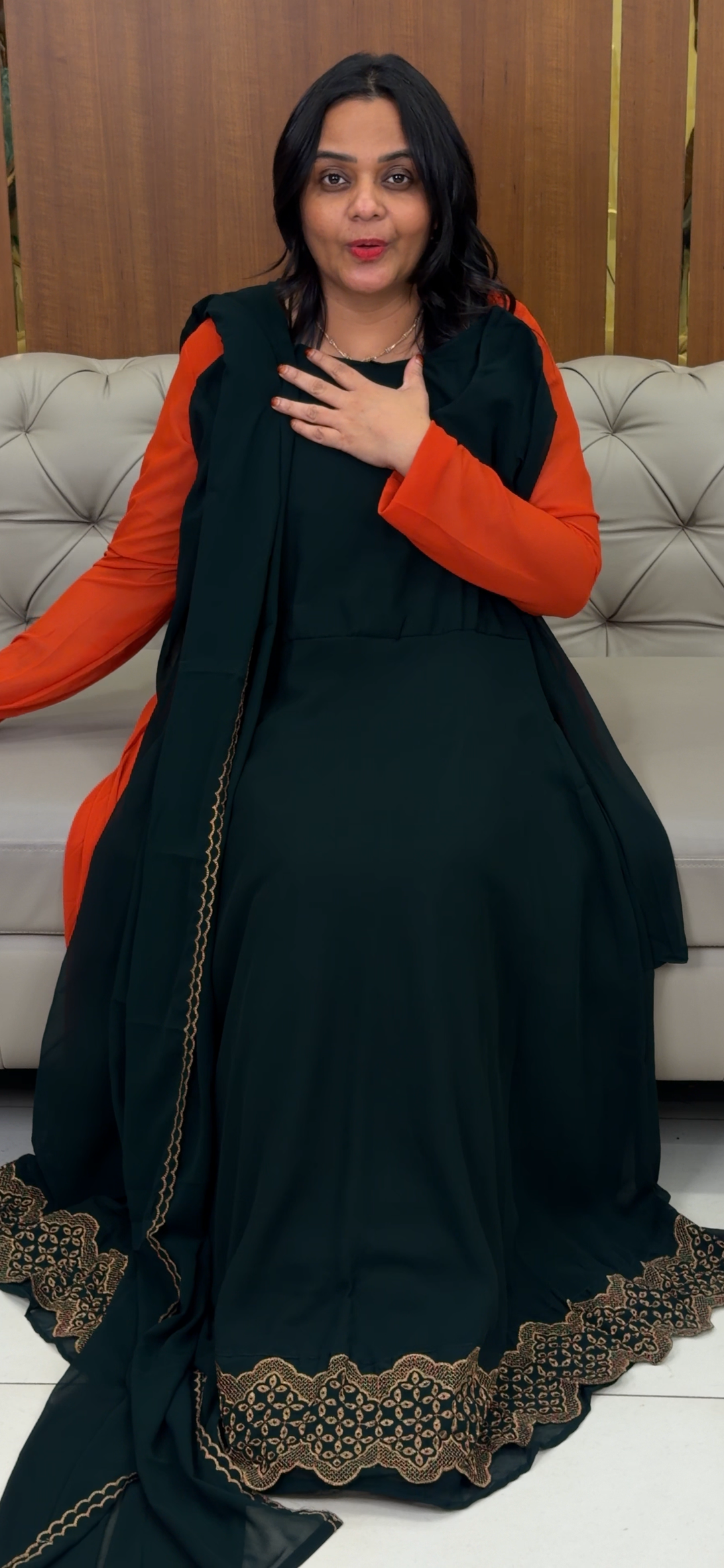 PARTY WEAR ANARKALI TOP AND DUPATTA - NUWA -  1051