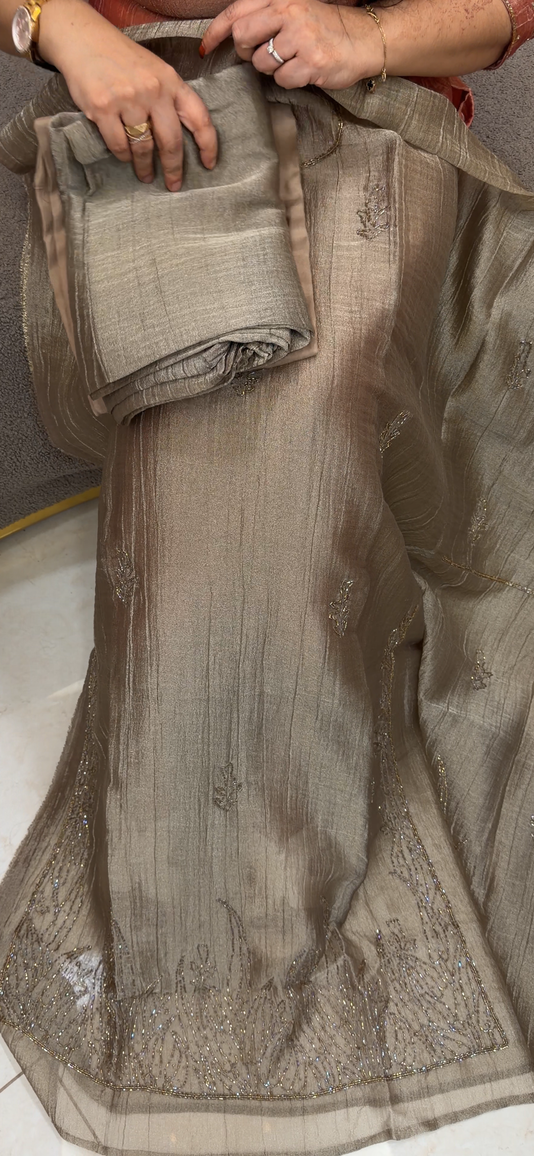 CRUSHED TISSUE UNSTITCHED SALWAR SUITS - NUWA - 1306