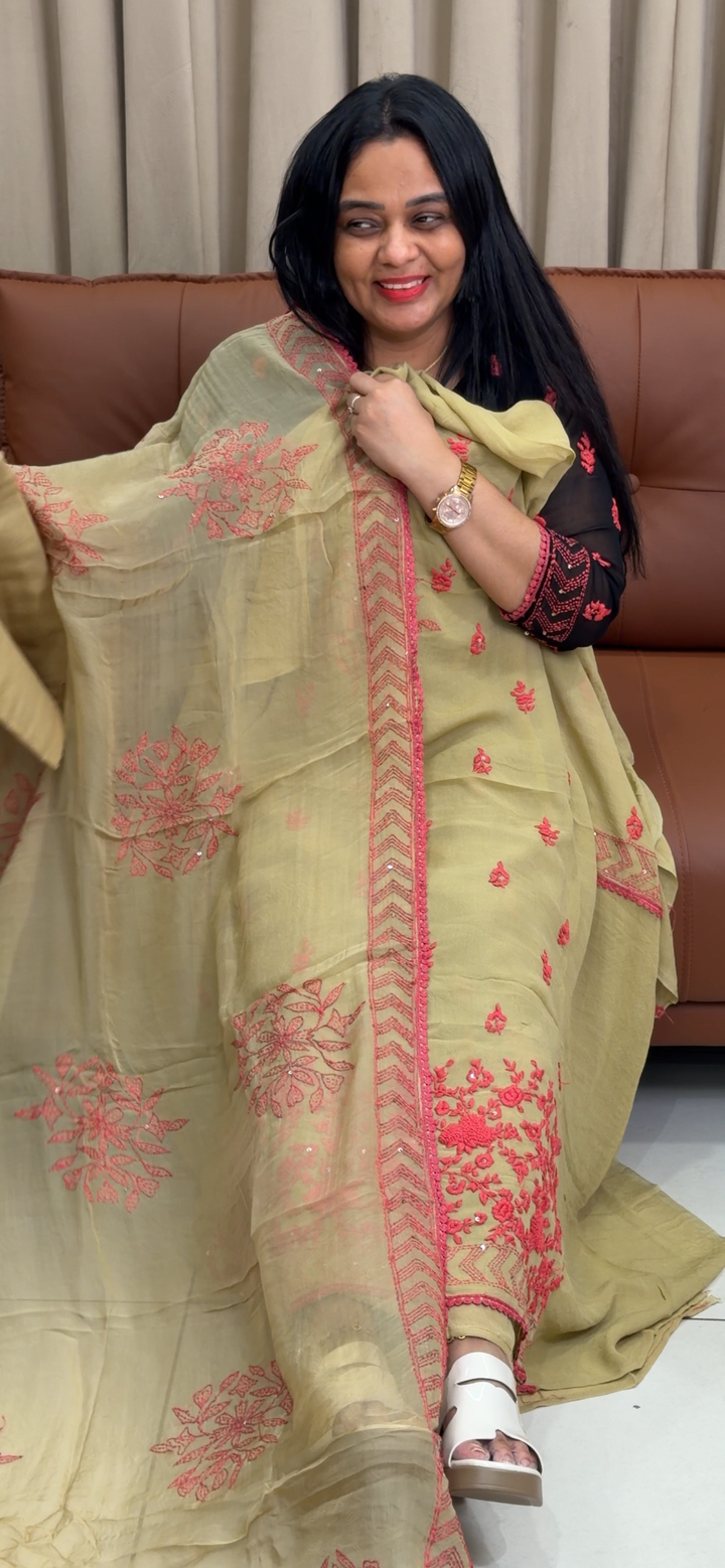 VISCOSE GEORGETTE UNSTITCHED SALWAR SUITS - NUWA - 2227