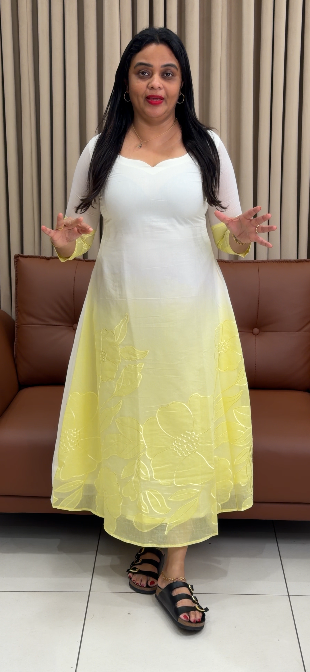 IN-HOUSE MALAI CHANDERI LONG ALINE TOPS - NUWA - 1768