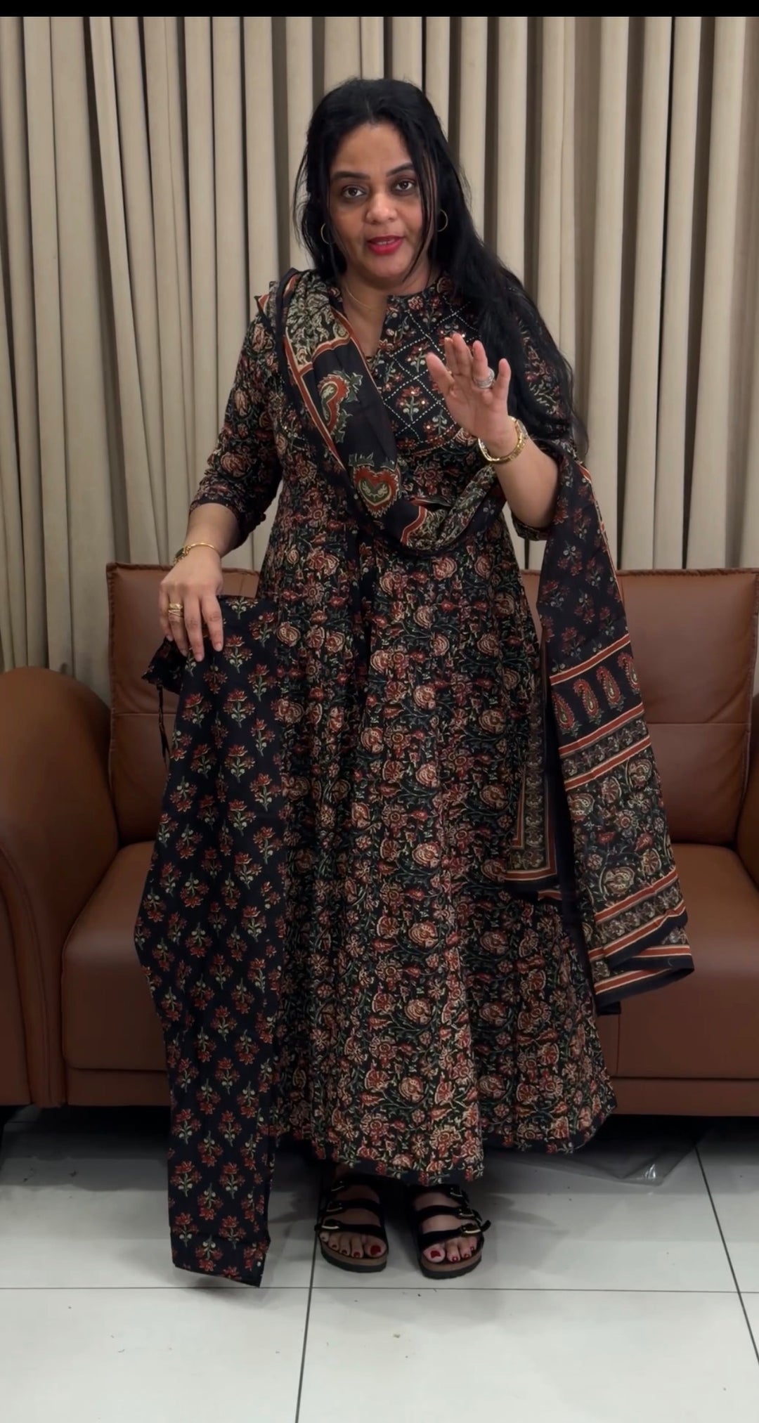 PRINTED ANARKALI TOP ,BOTTOM AND DUPATTA - NUWA- 1864