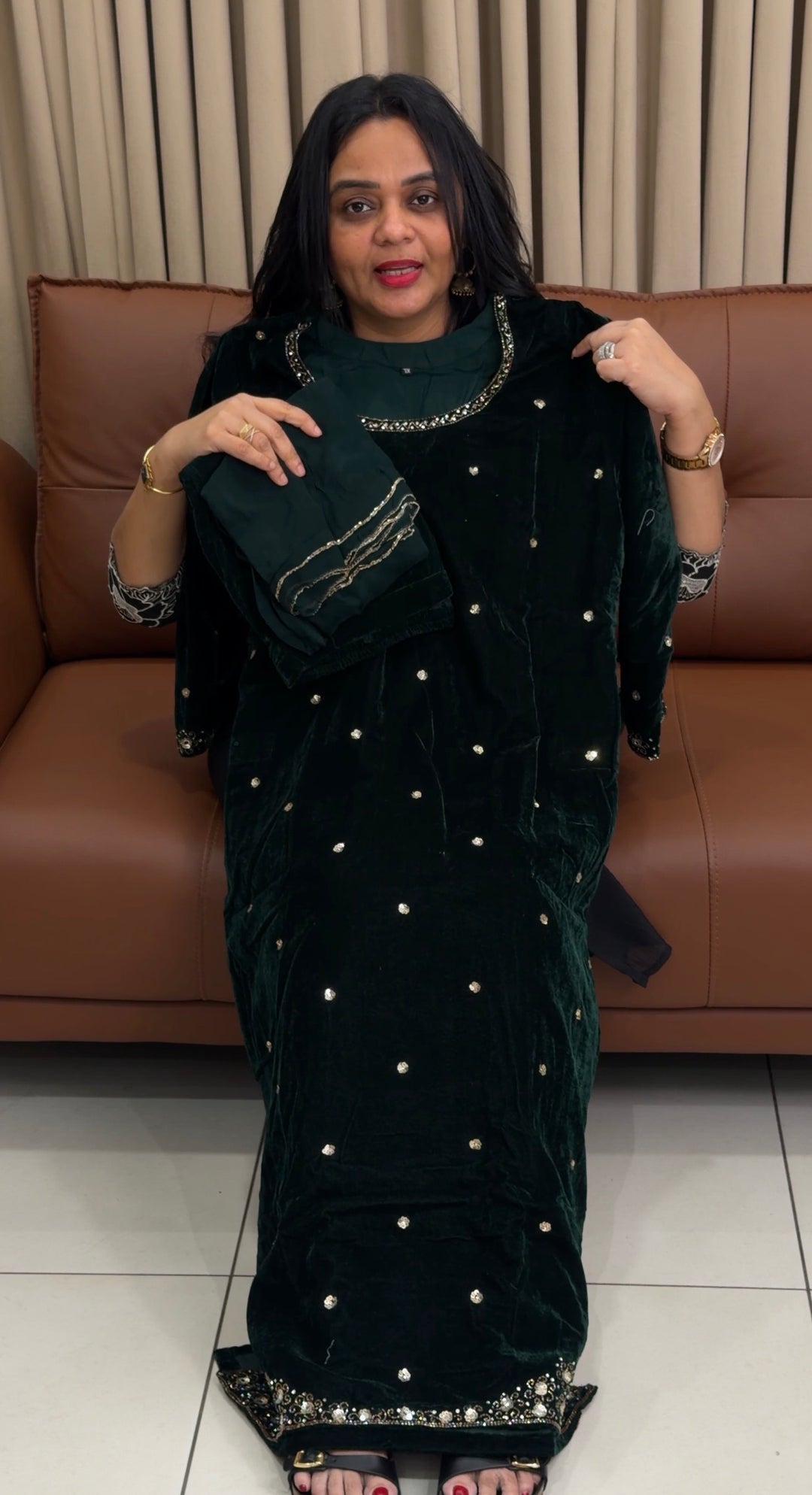 HANDWORKED VELVET TOP,BOTTOM AND DUPATTA - NIUWA-1835