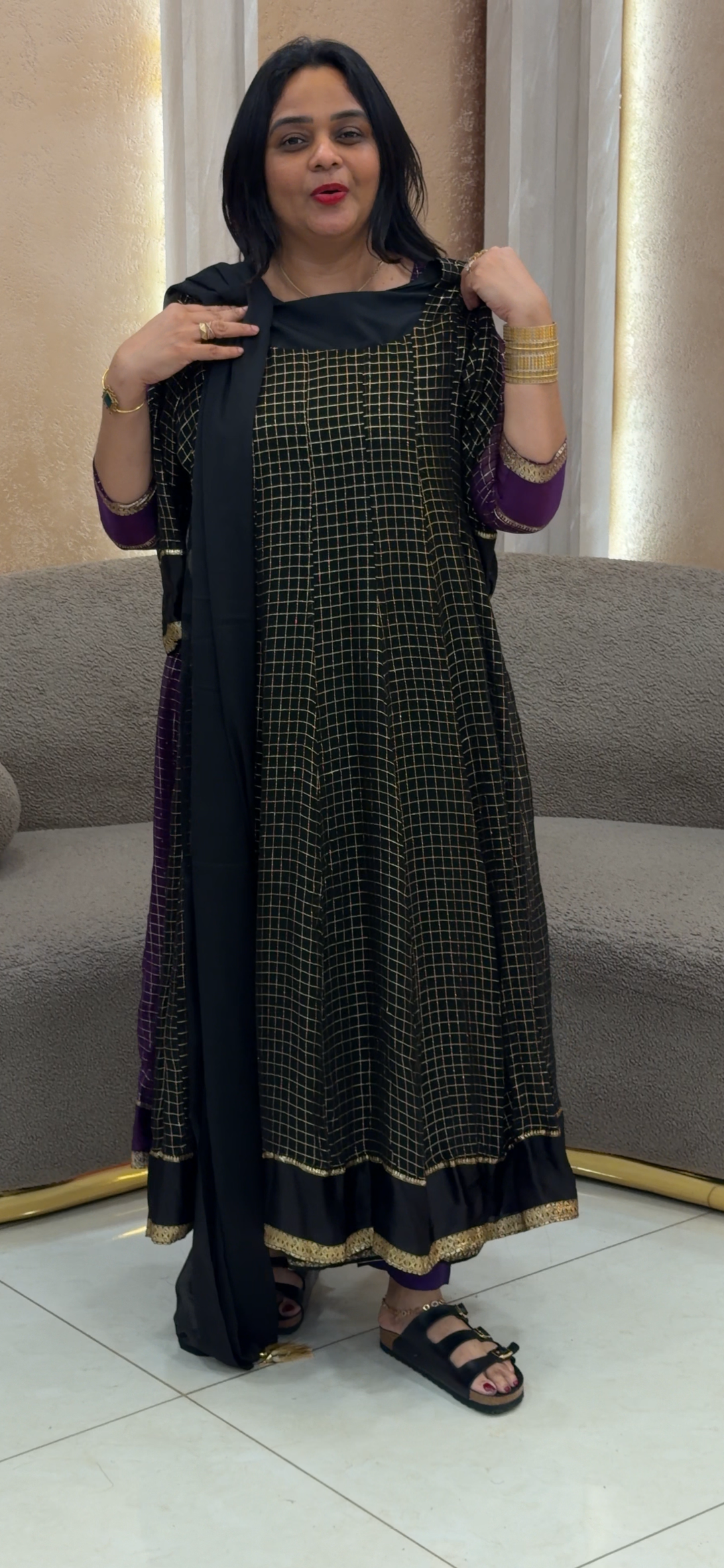 VISCOSE GEORGETTE ANARKALI TOP AND DUPATTA - NUWA - 1621
