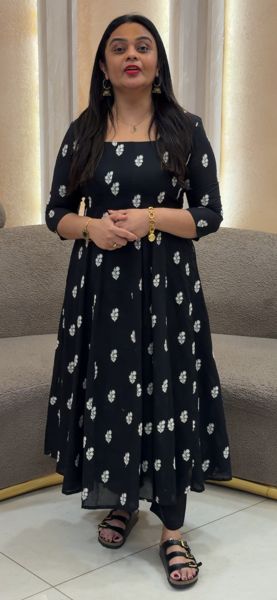 MUL MUL COTTON LONG ANARKALI TOPS  - NUWA - 1650