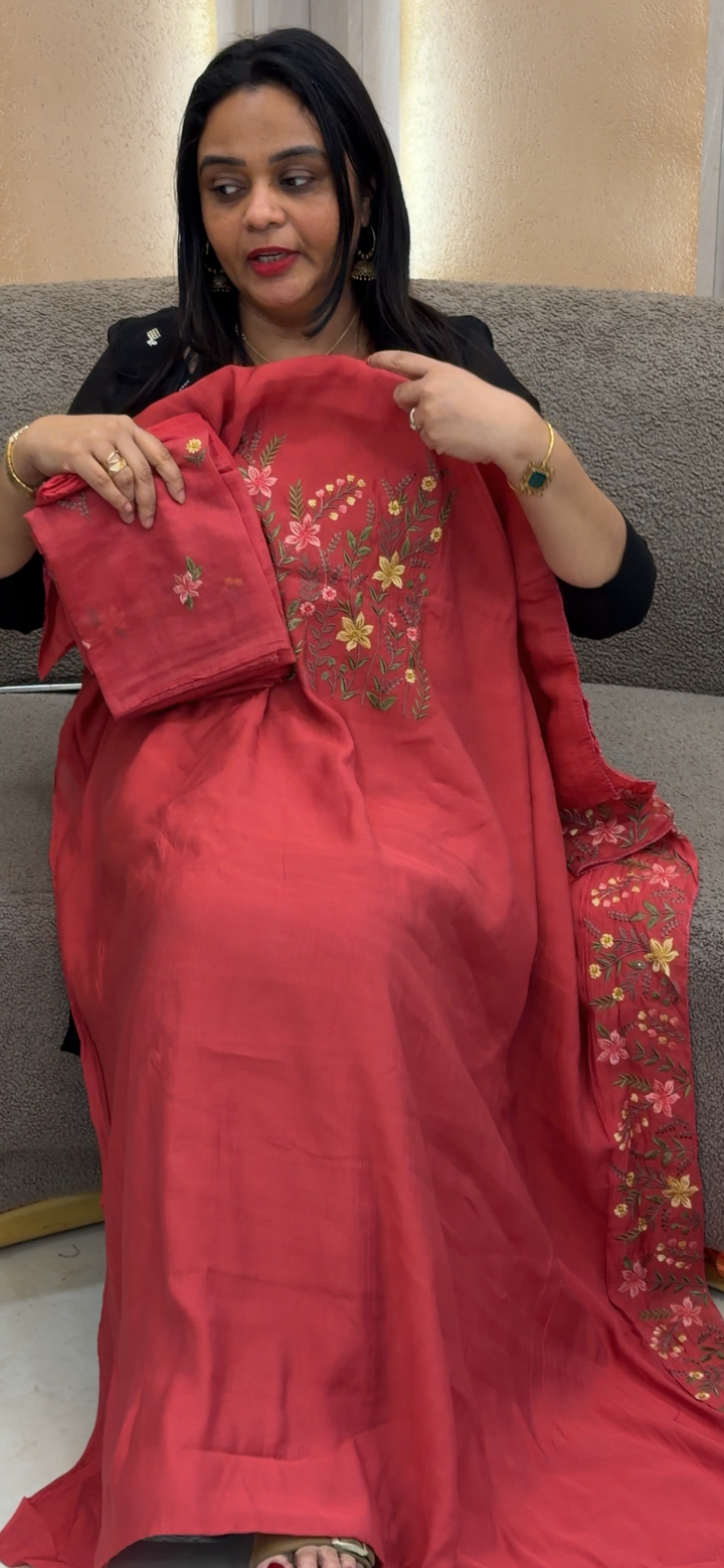 MUL CHANDERI UNSTITCHED SALWAR SUITS - NUWA - 1486