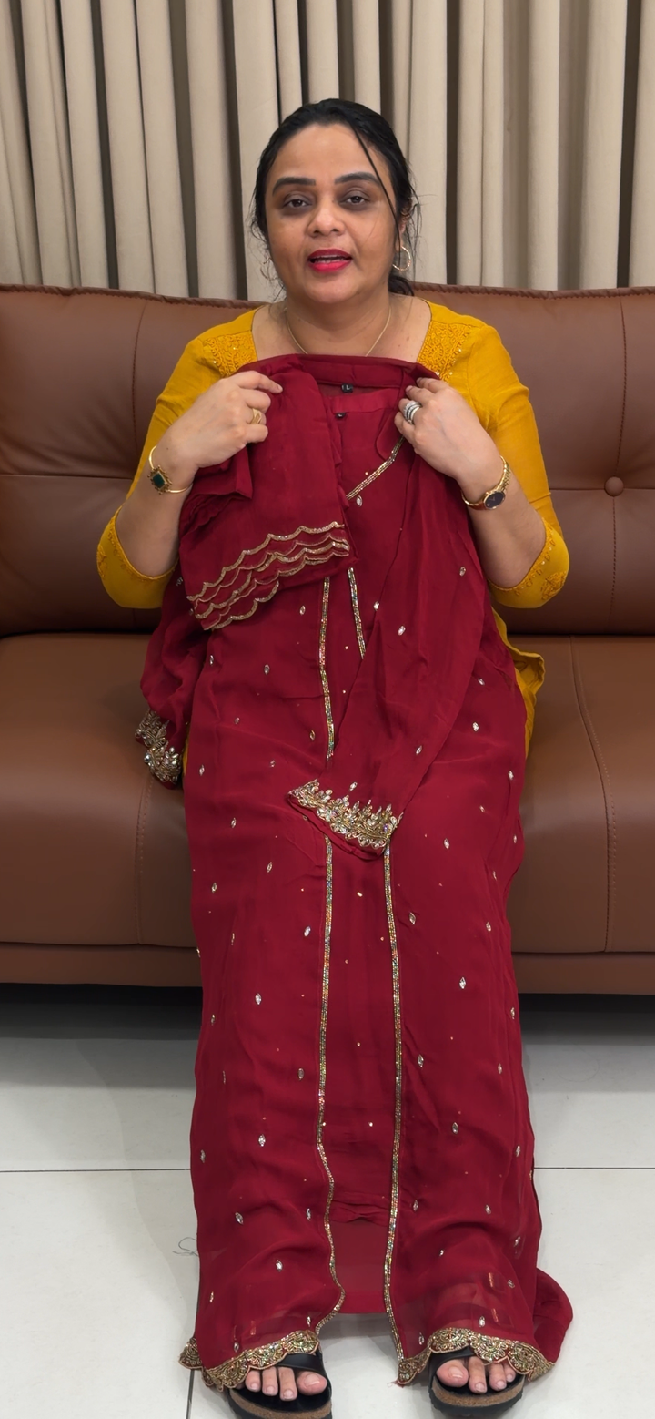 HANDWORKED TOP , BOTTOM , DUPATTA AND JACKET - NUWA - 1896