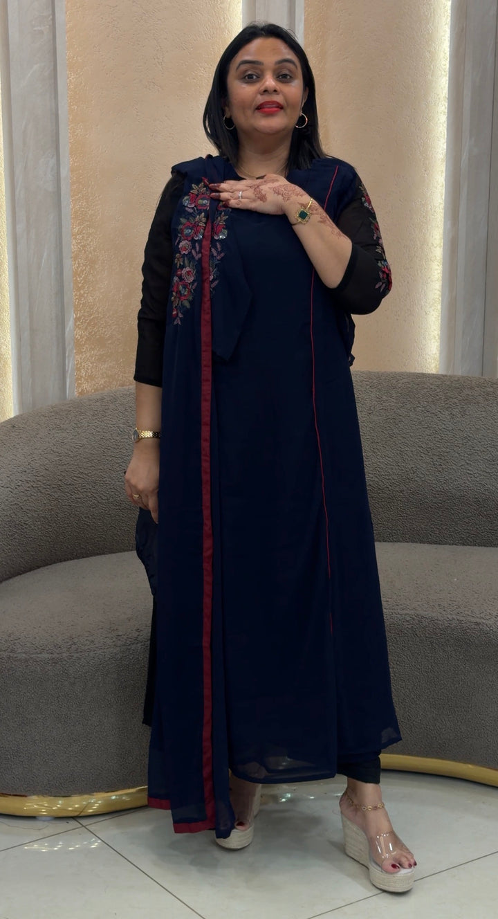 FAUX GEORGETTE TOP,BOTTOM AND DUPATTA - NUWA-1224