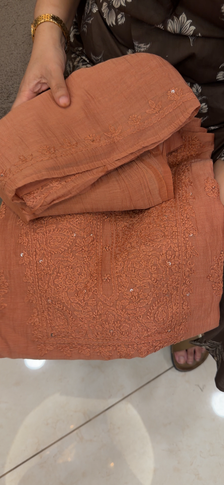LUCKNOWI CHIKANKARI UNSTITCHED SALWAR SUITS - NUWA - 1396