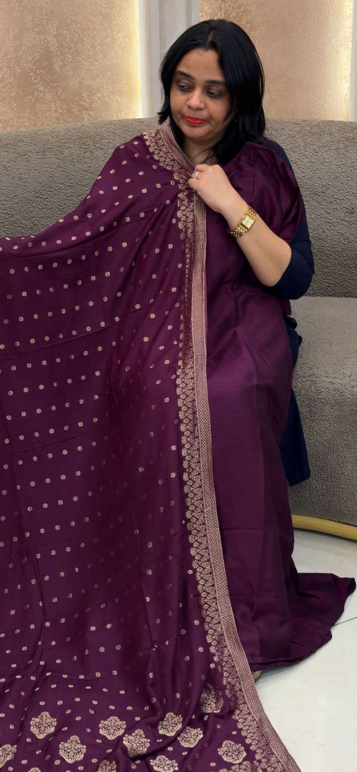 SEMI RAW SILK TOP, BOTTOM AND DUPATTA - NUWA - 2425