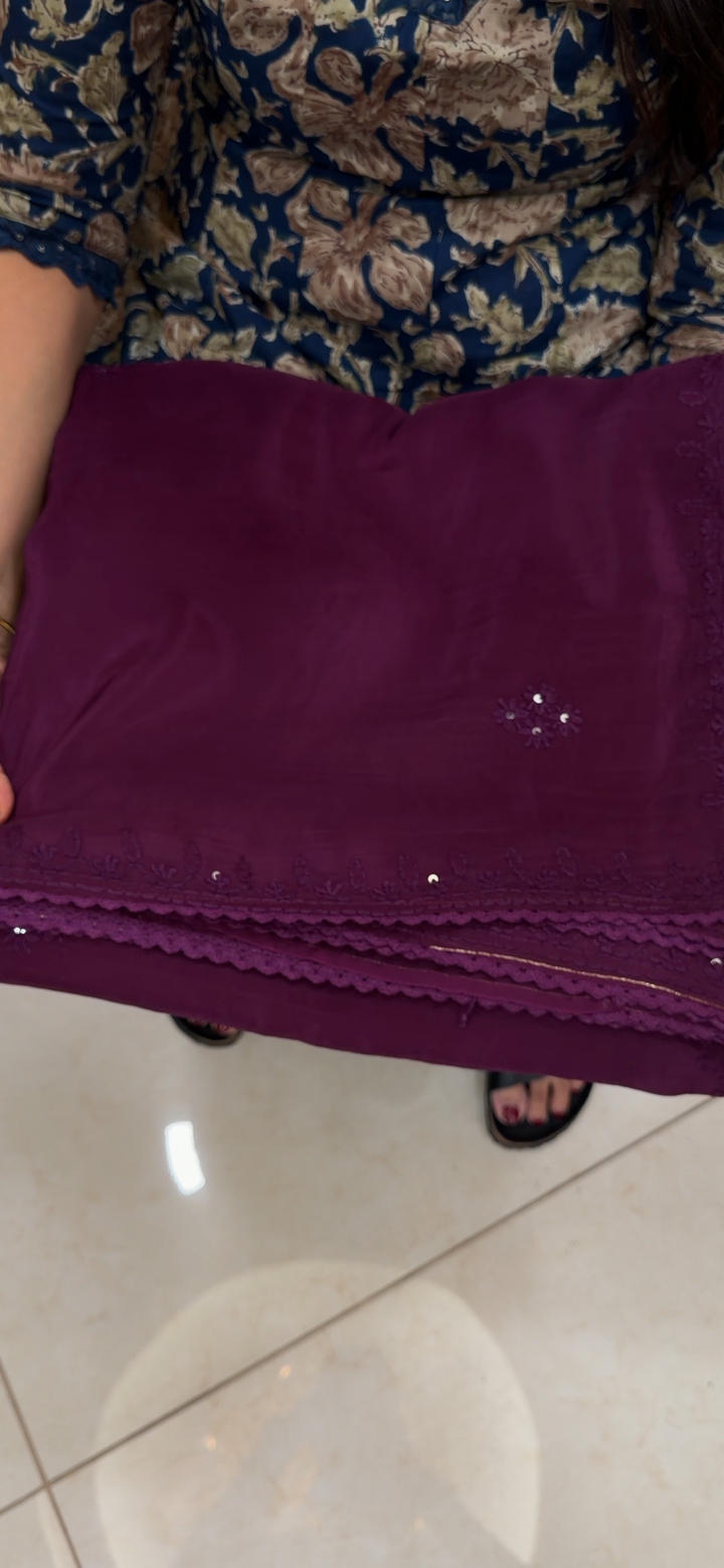VISCOSE CRAPE CHIKANKARI SAREES - NUWA - 1623