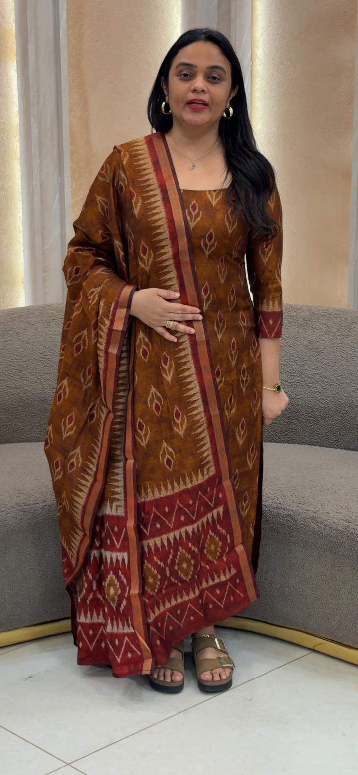 PRINTED SILK UNSTITCHED SALWAR SUITS - NUWA - 1401