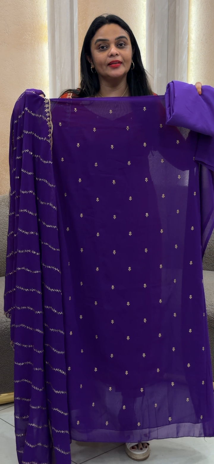 FAUX GEORGETTE UNSTITCHED SALWAR SUITS - NUWA - 1296