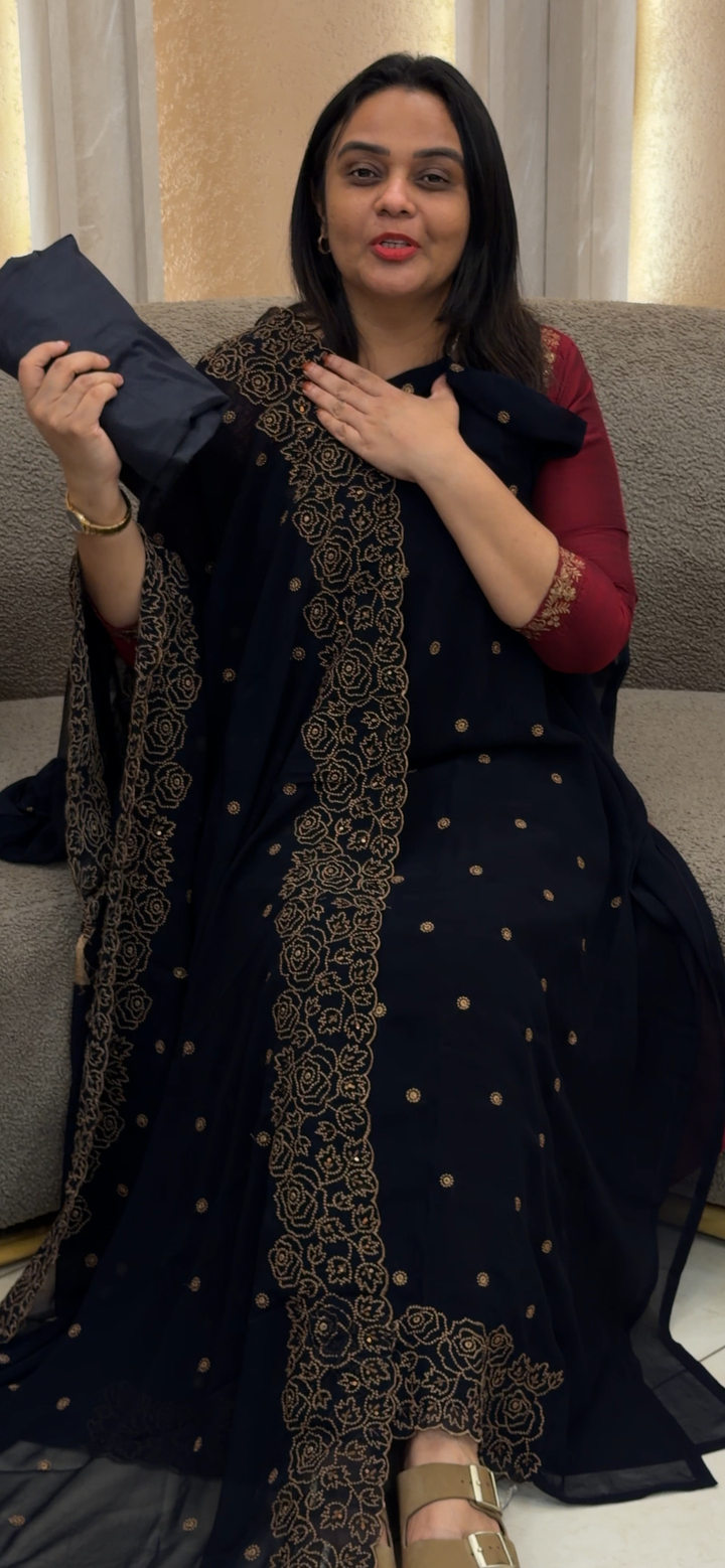 FAUX GEORGETTE UNSTITCHED SALWAR SUITS - NUWA - 1039